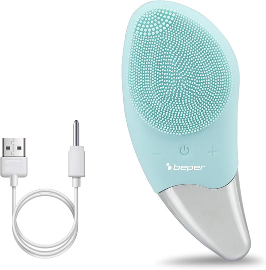 BEPER P302VIS002 Cepillo De Limpieza Facial, 5W, Silicona, Impermeable, Tecnología Sónica, Recargable Mediante Cable USB, Batería, Ideal Para Todo Tipo De Piel, Azul